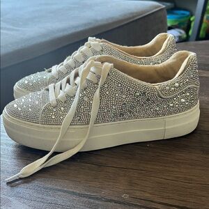 Betsey Johnson Silver Crystal Sneakers